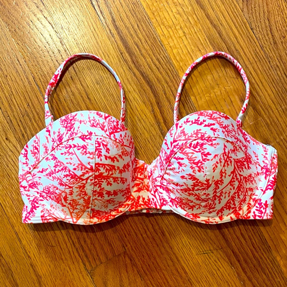 Orange and white adjustable bikini top